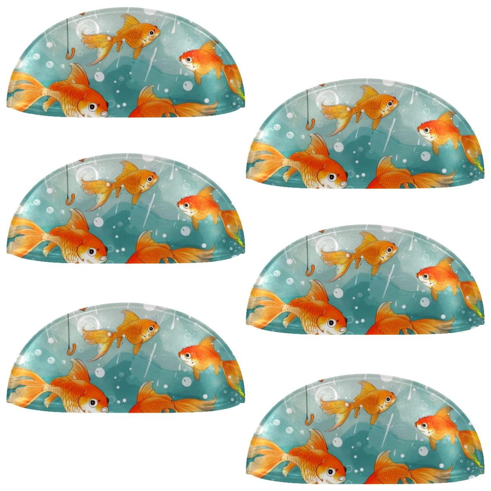 PhooArto 6 Pcs Cup Drawer Pulls, Cute Goldfish Raining Shell Shape Handles Cabinet Knobs for Dresser Cupboard Closet Wardrobe with Screws