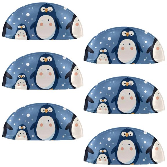 PhooArto 6 Pcs Cup Drawer Pulls, Cute Penguin Dots Pattern Shell Shape Handles Cabinet Knobs for Dresser Cupboard Closet Wardrobe with Screws