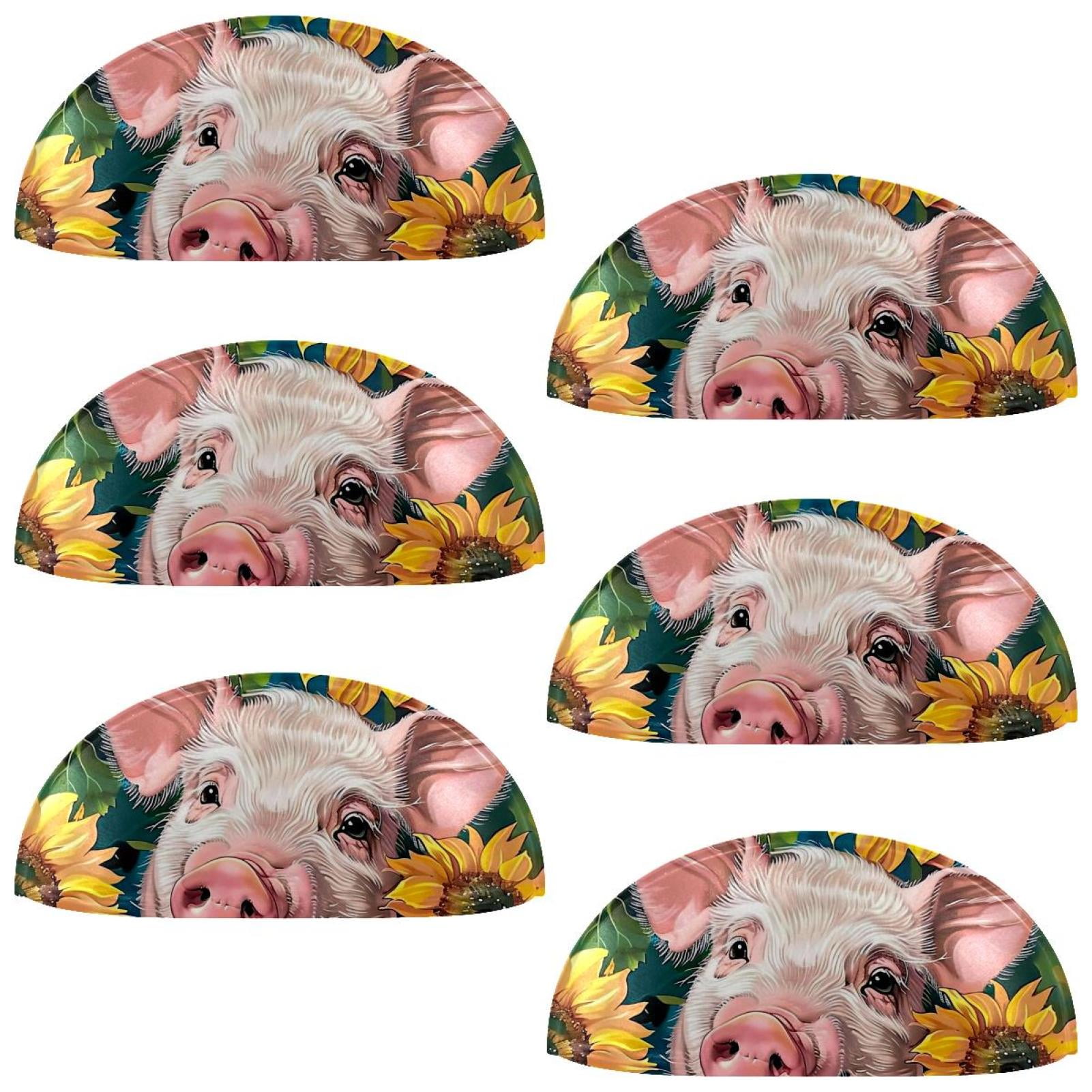 PhooArto 6 Pcs Cup Drawer Pulls, Cute Pig Sunflower Shell Shape Handles Cabinet Knobs for Dresser Cupboard Closet Wardrobe with Screws