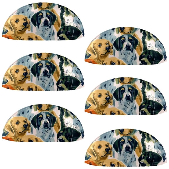 PhooArto 6 Pcs Cup Drawer Pulls, Cute Puppy Dogs Pattern Shell Shape Handles Cabinet Knobs for Dresser Cupboard Closet Wardrobe with Screws