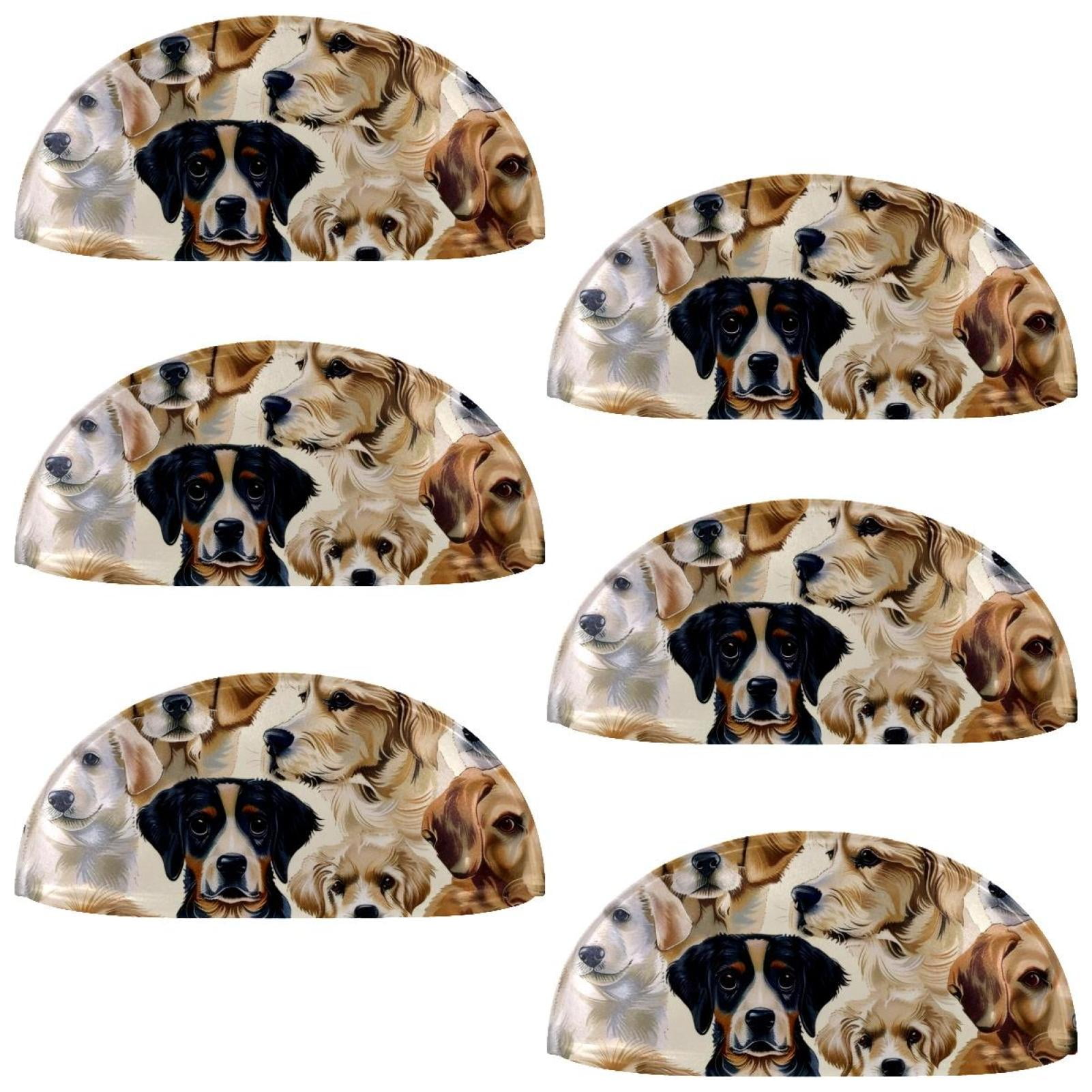PhooArto 6 Pcs Cup Drawer Pulls, Cute Puppy Pattern Shell Shape Handles Cabinet Knobs for Dresser Cupboard Closet Wardrobe with Screws