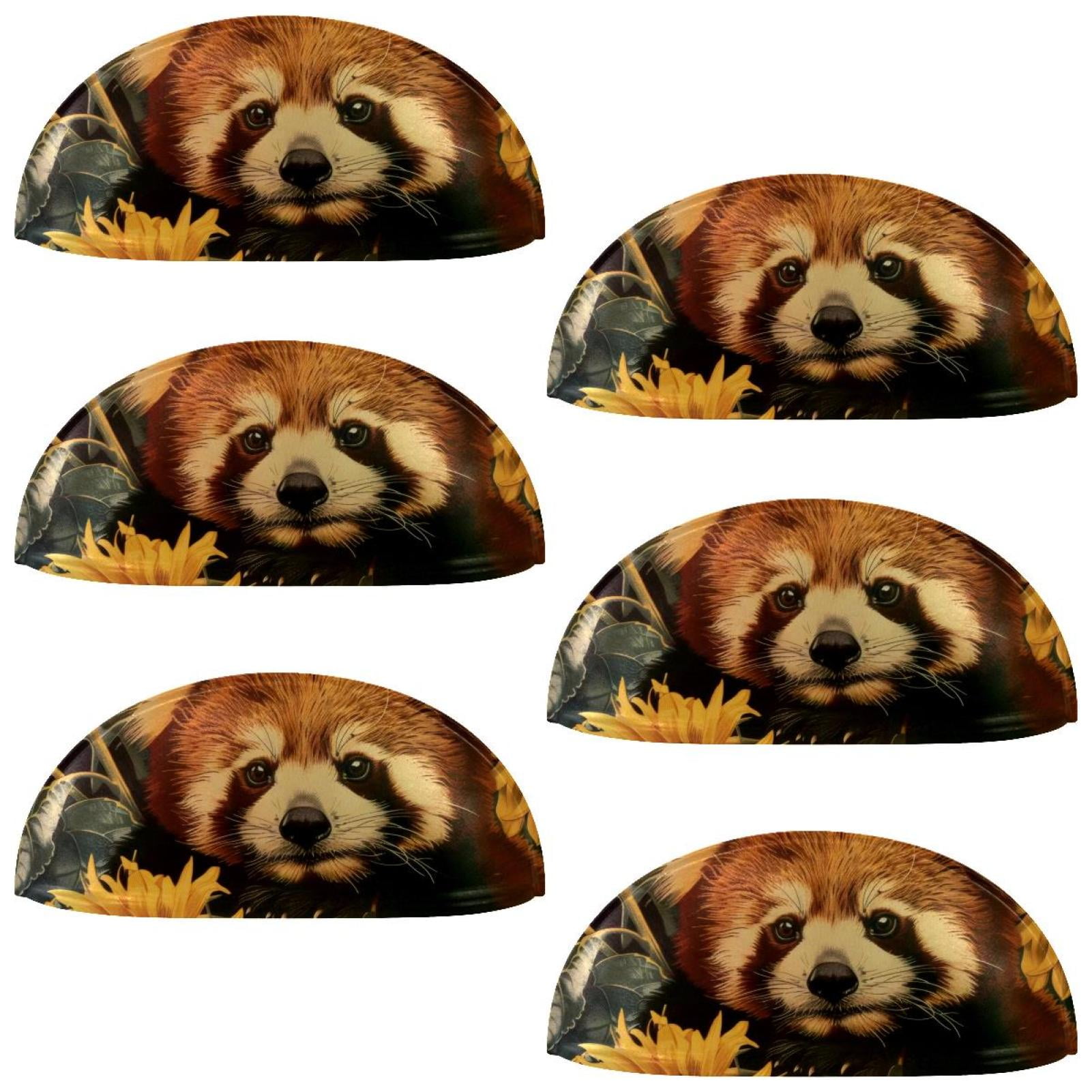 PhooArto 6 Pcs Cup Drawer Pulls, Cute Red Panda Sunflowers Shell Shape Handles Cabinet Knobs for Dresser Cupboard Closet Wardrobe with Screws