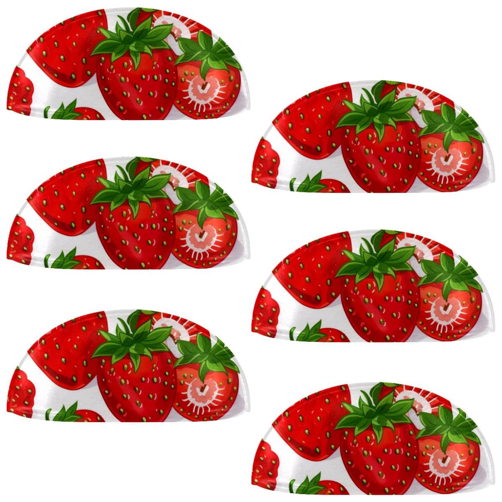 PhooArto 6 Pcs Cup Drawer Pulls, Cute Strawberries Patetrn Shell Shape Handles Cabinet Knobs for Dresser Cupboard Closet Wardrobe with Screws