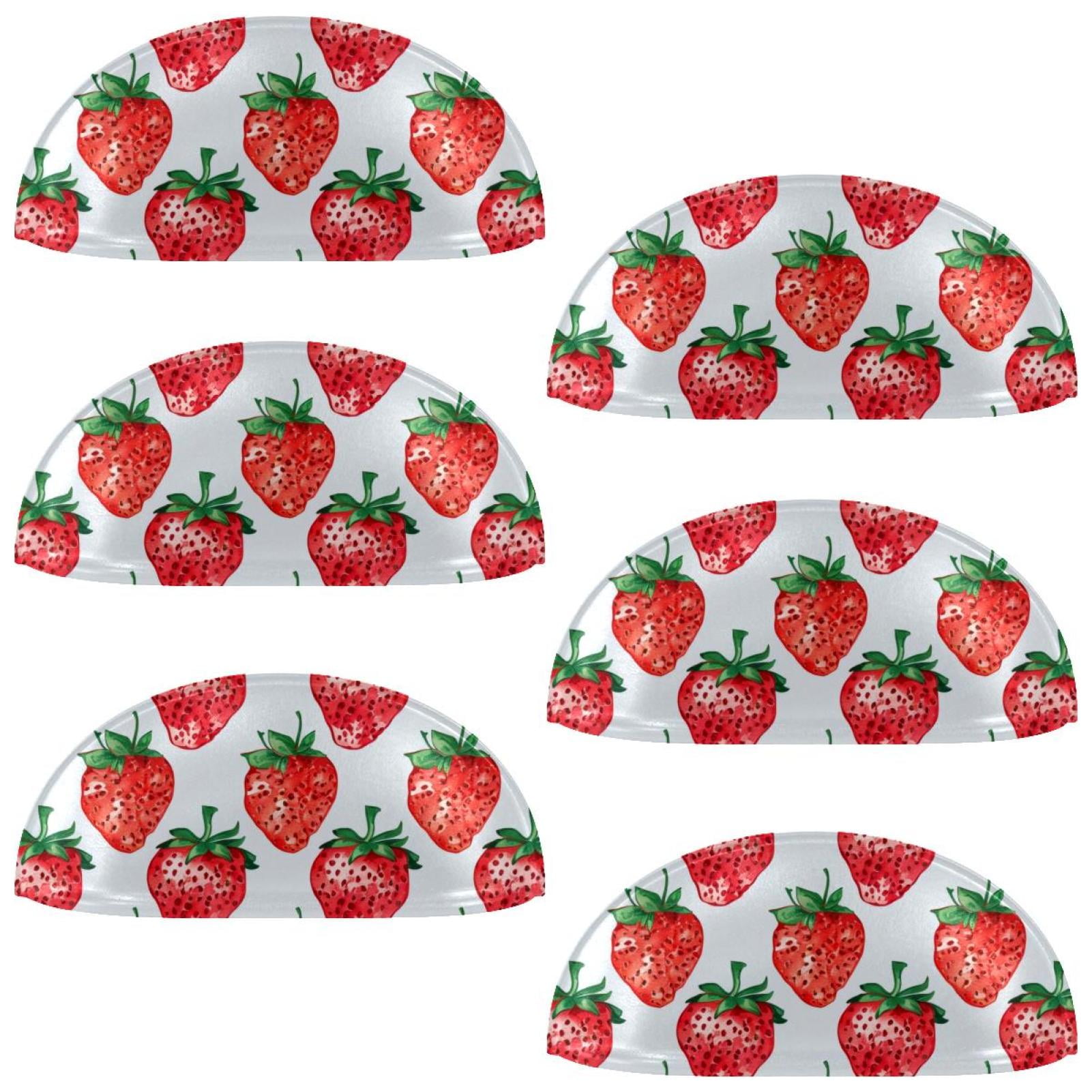 PhooArto 6 Pcs Cup Drawer Pulls, Cute Strawberries Pattern Shell Shape Handles Cabinet Knobs for Dresser Cupboard Closet Wardrobe with Screws