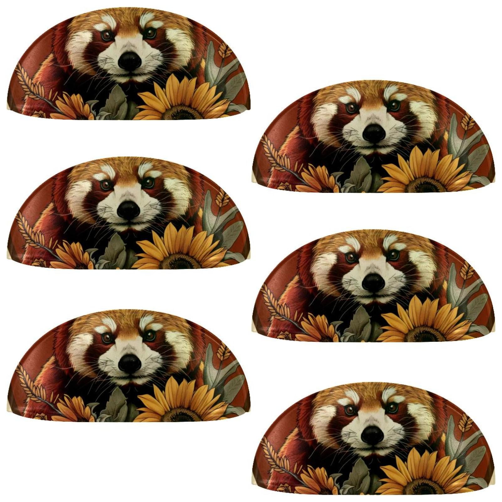 PhooArto 6 Pcs Cup Drawer Pulls, Cute Sunflowers Red Panda Shell Shape Handles Cabinet Knobs for Dresser Cupboard Closet Wardrobe with Screws