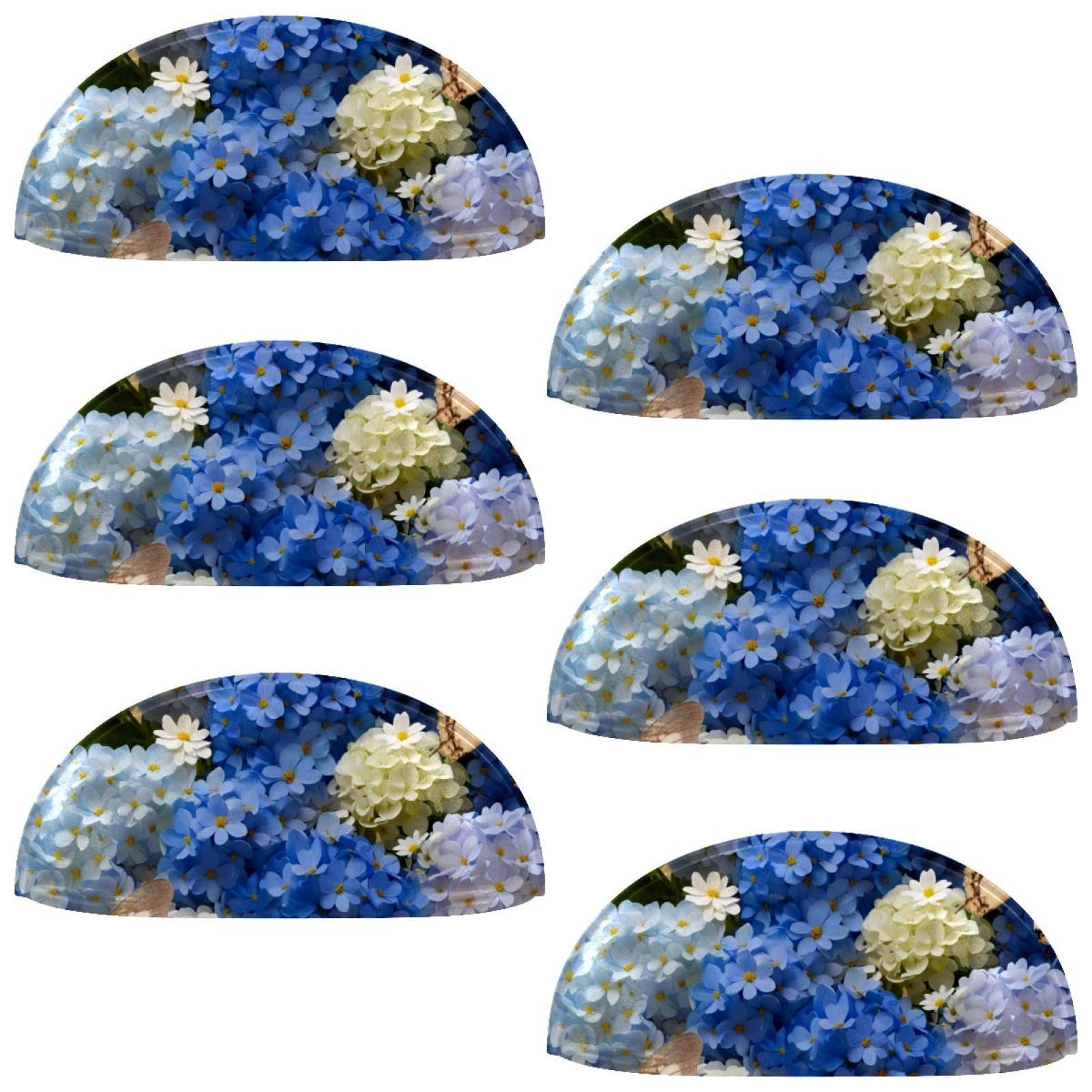 PhooArto 6 Pcs Cup Drawer Pulls, Daisies Floral Butterflies Print Shell Shape Handles Cabinet Knobs for Dresser Cupboard Closet Wardrobe with Screws