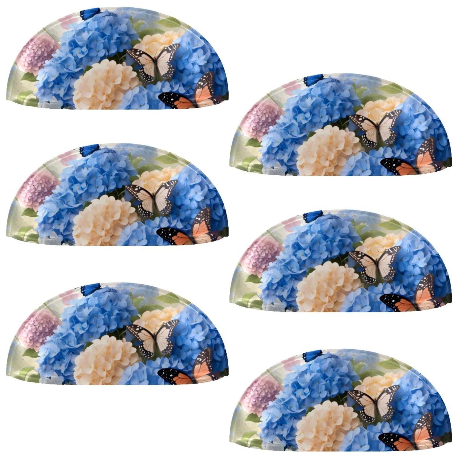 PhooArto 6 Pcs Cup Drawer Pulls, Daisies Floral and Hydrangeas Butterflies Shell Shape Handles Cabinet Knobs for Dresser Cupboard Closet Wardrobe with Screws