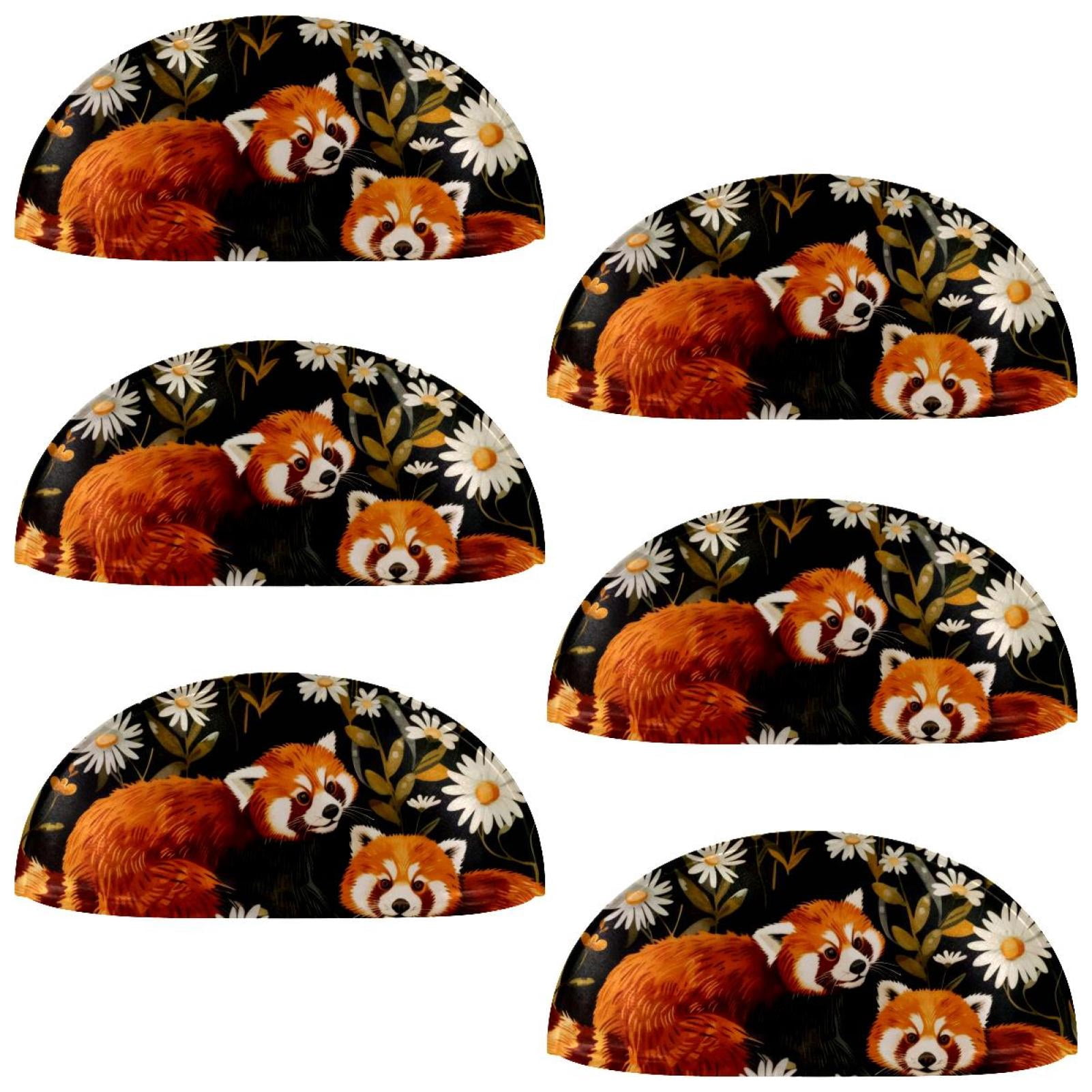 PhooArto 6 Pcs Cup Drawer Pulls, Daisy Flowers Red Pandas and Shell Shape Handles Cabinet Knobs for Dresser Cupboard Closet Wardrobe with Screws