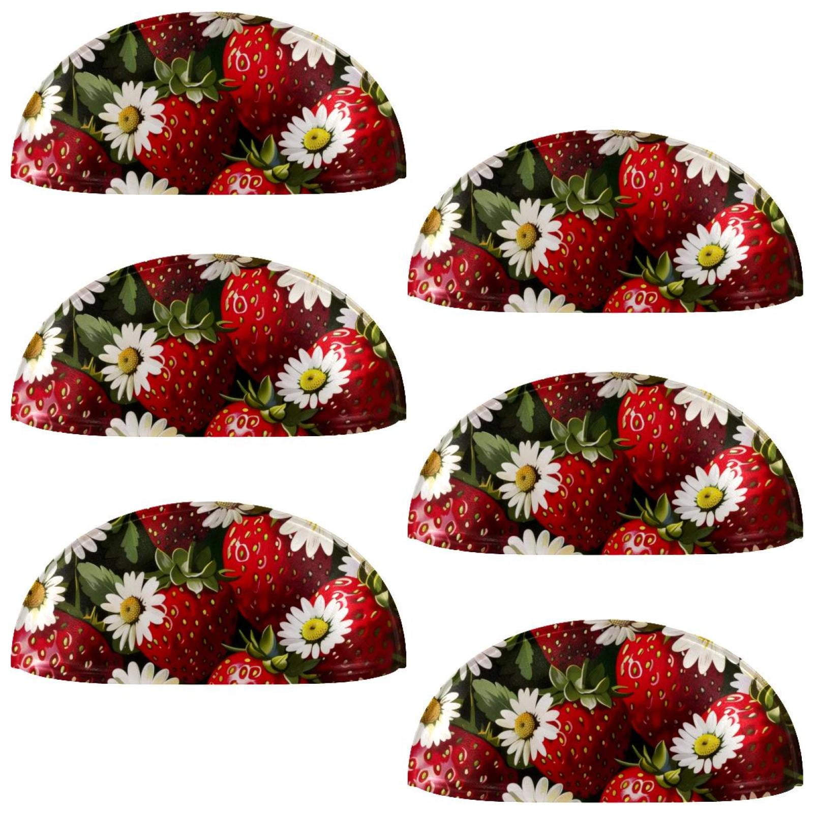 PhooArto 6 Pcs Cup Drawer Pulls, Daisy Flowers Strawberry Pattern Shell Shape Handles Cabinet Knobs for Dresser Cupboard Closet Wardrobe with Screws