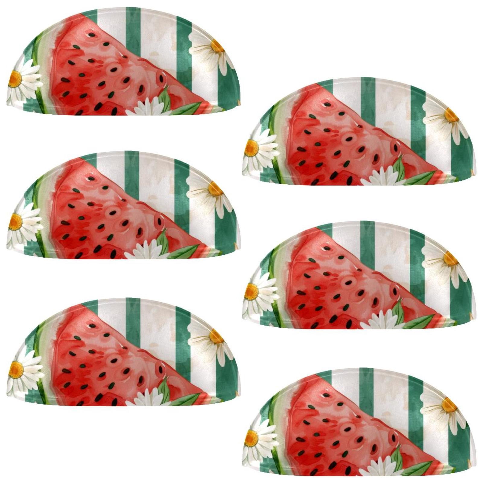 PhooArto 6 Pcs Cup Drawer Pulls, Daisy Flowers Watermelon Stripe Shell Shape Handles Cabinet Knobs for Dresser Cupboard Closet Wardrobe with Screws