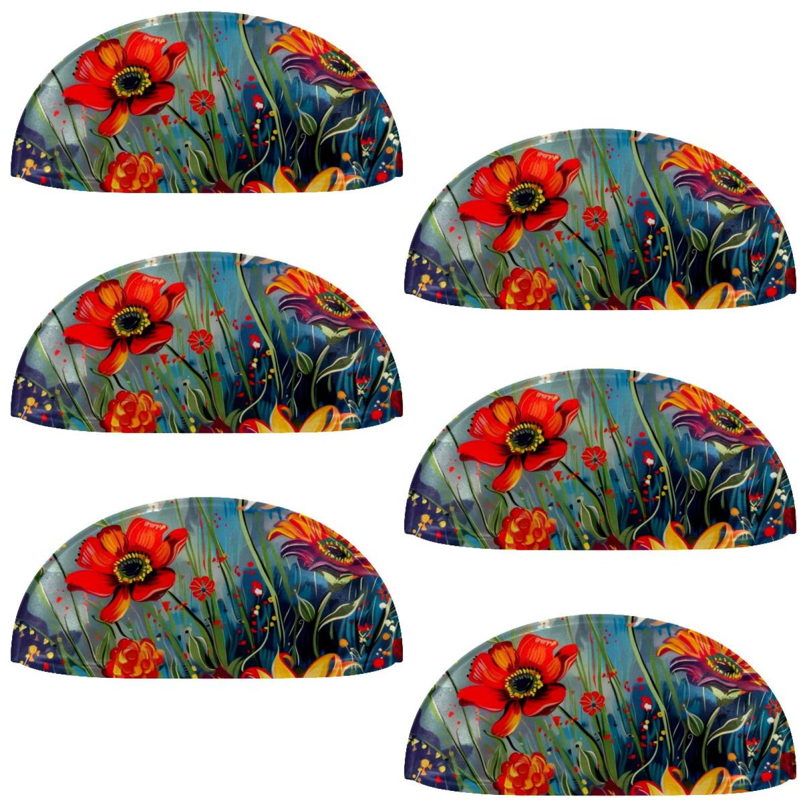 PhooArto 6 Pcs Cup Drawer Pulls, Dancing Flowers Pattern Shell Shape Handles Cabinet Knobs for Dresser Cupboard Closet Wardrobe with Screws