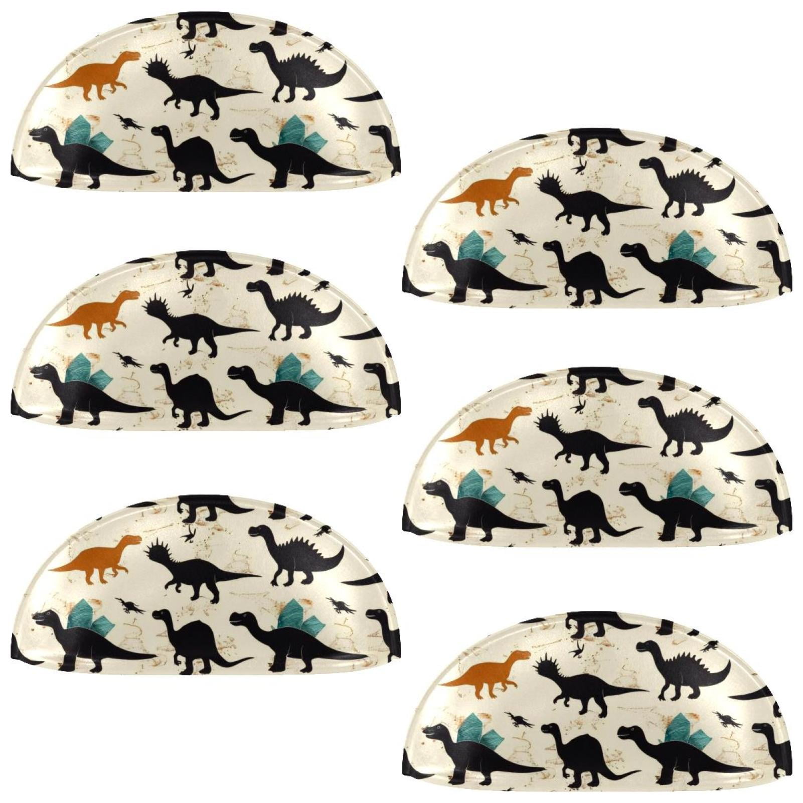 PhooArto 6 Pcs Cup Drawer Pulls, Dinosaur Silhouettes Pattern Shell Shape Handles Cabinet Knobs for Dresser Cupboard Closet Wardrobe with Screws