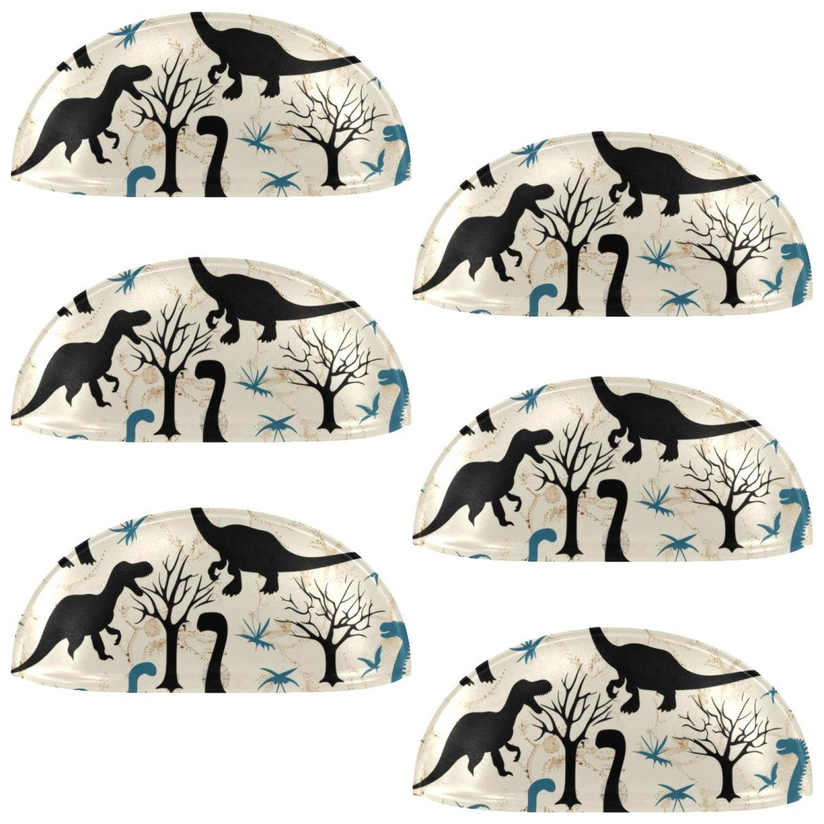 PhooArto 6 Pcs Cup Drawer Pulls, Dinosaurs Tree Silhouettes Pattern Shell Shape Handles Cabinet Knobs for Dresser Cupboard Closet Wardrobe with Screws