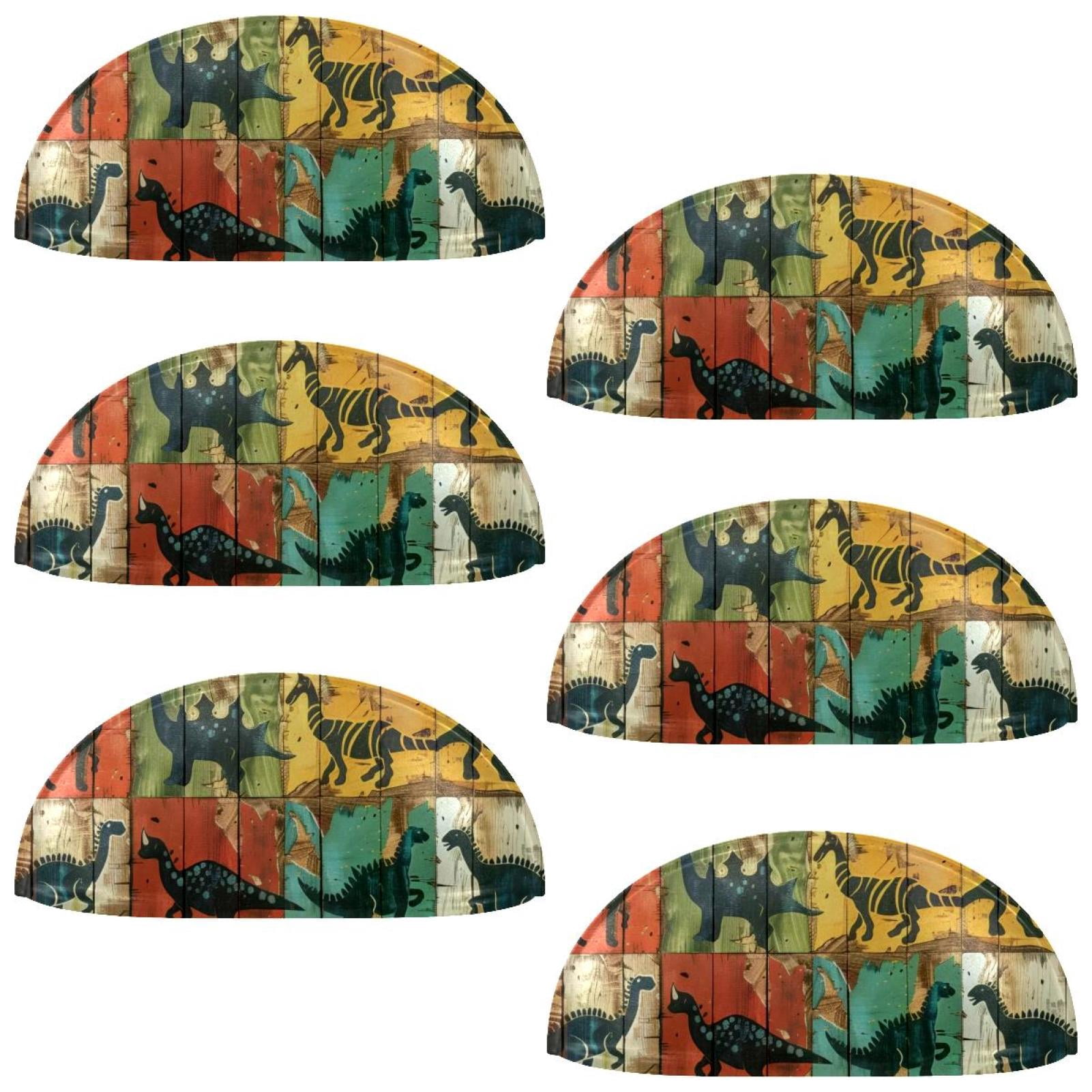 PhooArto 6 Pcs Cup Drawer Pulls, Dinosaurs on Wooden Board Shell Shape Handles Cabinet Knobs for Dresser Cupboard Closet Wardrobe with Screws