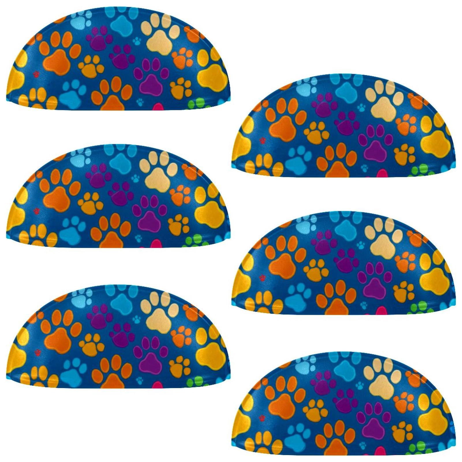 PhooArto 6 Pcs Cup Drawer Pulls, Dog Paw Colorful Pattern Shell Shape Handles Cabinet Knobs for Dresser Cupboard Closet Wardrobe with Screws