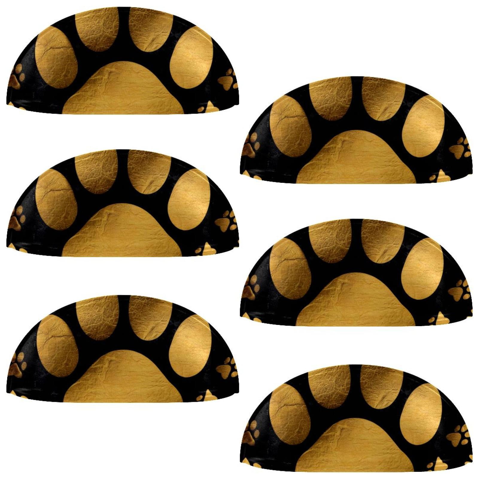 PhooArto 6 Pcs Cup Drawer Pulls, Golden Dog Paw Pattern Shell Shape Handles Cabinet Knobs for Dresser Cupboard Closet Wardrobe with Screws