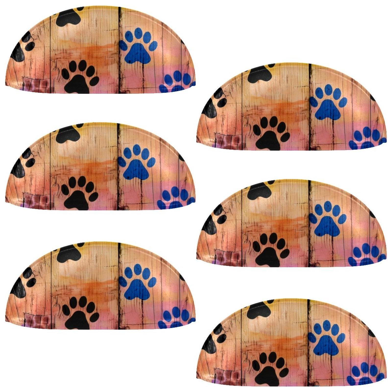 PhooArto 6 Pcs Cup Drawer Pulls, Dog Paw Rainbow Wooden Board Shell Shape Handles Cabinet Knobs for Dresser Cupboard Closet Wardrobe with Screws