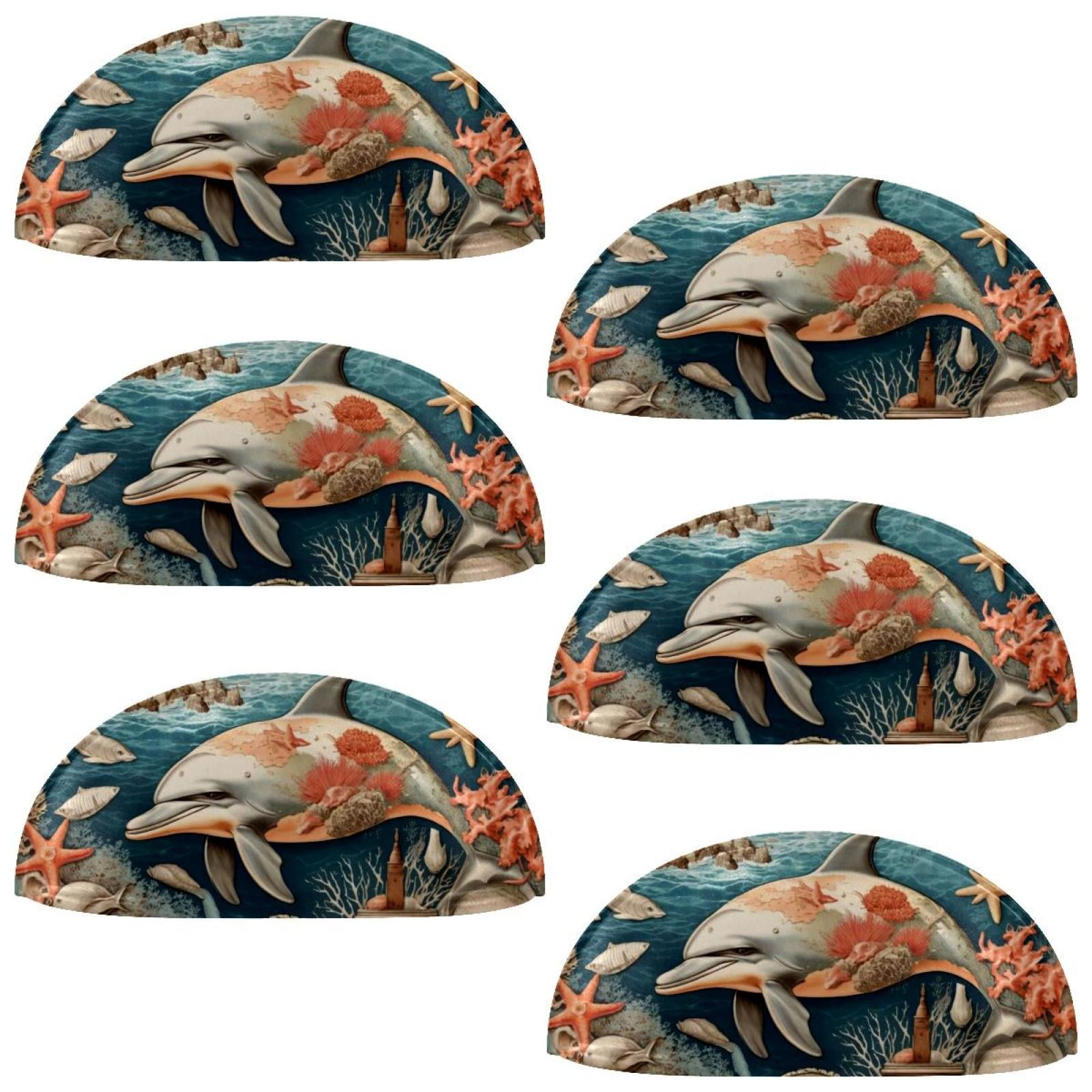 PhooArto 6 Pcs Cup Drawer Pulls, Dolphin Starfish Vintage Map Shell Shape Handles Cabinet Knobs for Dresser Cupboard Closet Wardrobe with Screws