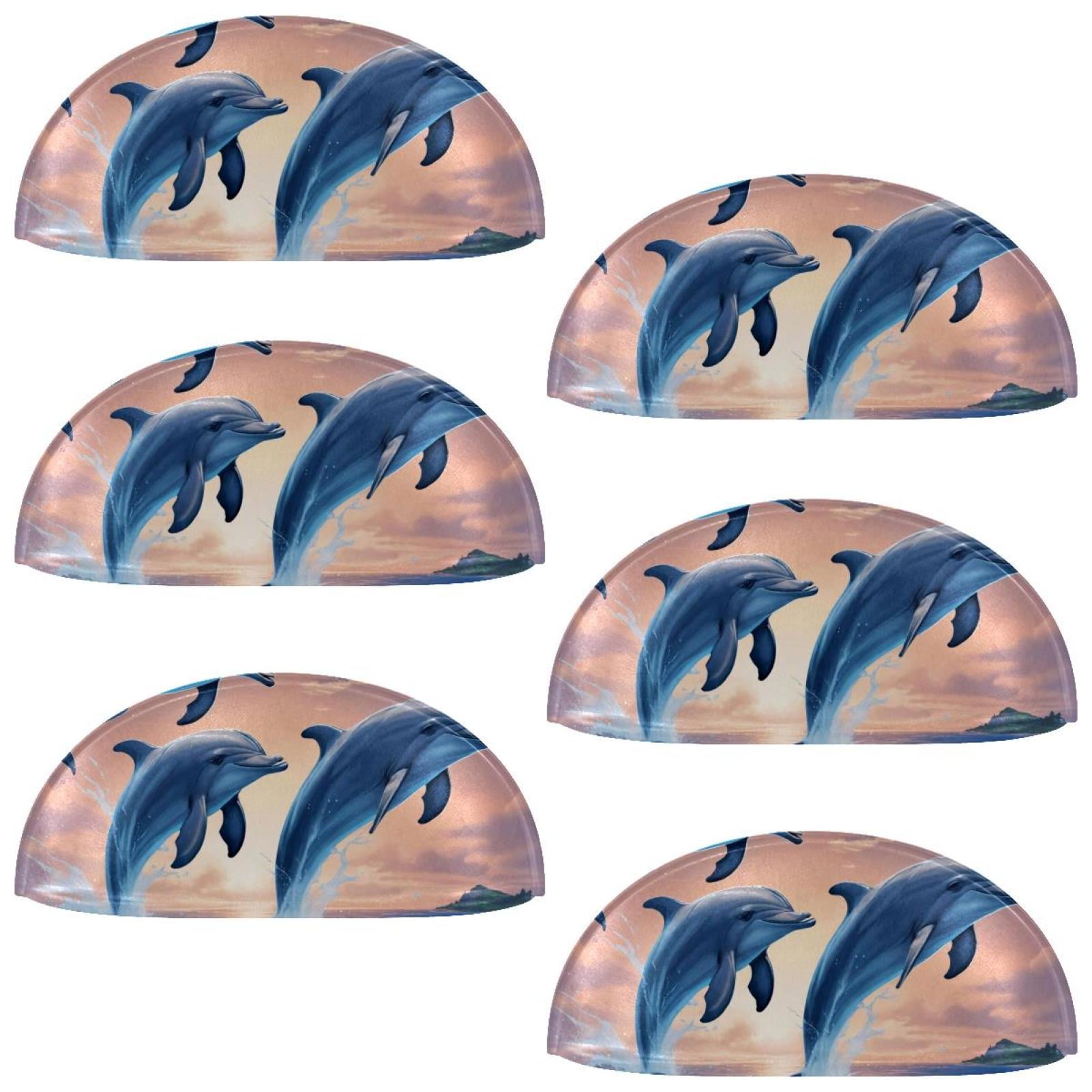 PhooArto 6 Pcs Cup Drawer Pulls, Dolphins Jumping Sea Shell Shape Handles Cabinet Knobs for Dresser Cupboard Closet Wardrobe with Screws