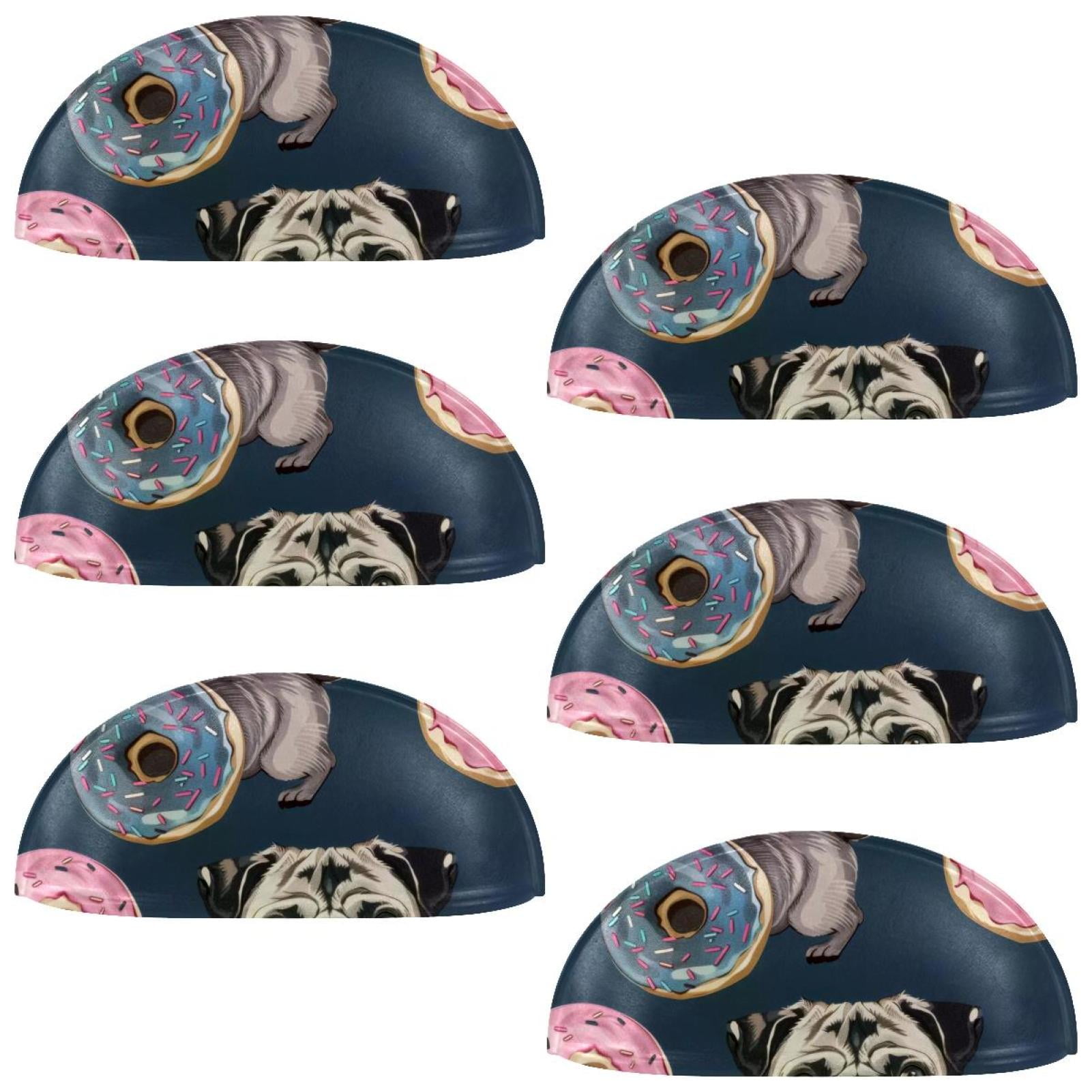 PhooArto 6 Pcs Cup Drawer Pulls, Donuts Pug Dogs Patterns Shell Shape Handles Cabinet Knobs for Dresser Cupboard Closet Wardrobe with Screws