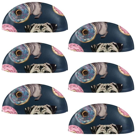 PhooArto 6 Pcs Cup Drawer Pulls, Donuts Pug Dogs Patterns Shell Shape Handles Cabinet Knobs for Dresser Cupboard Closet Wardrobe with Screws