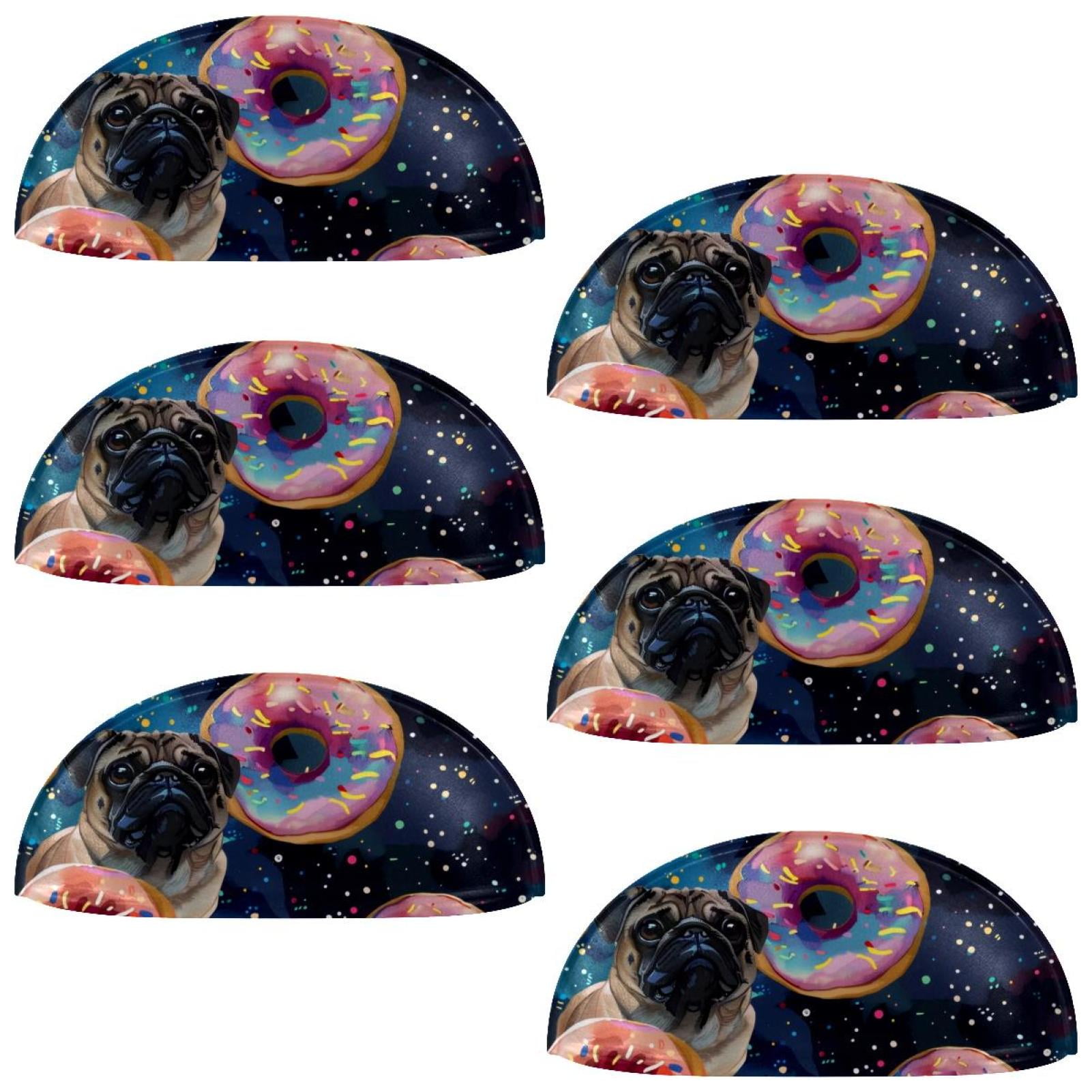PhooArto 6 Pcs Cup Drawer Pulls, Donuts and Pug Dogs Galaxy Shell Shape Handles Cabinet Knobs for Dresser Cupboard Closet Wardrobe with Screws