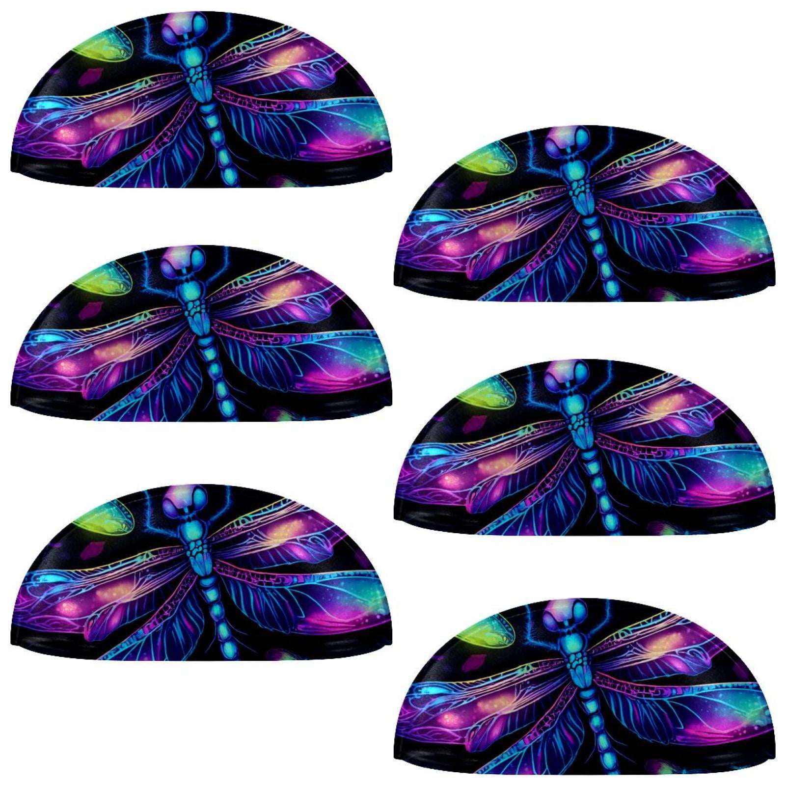 PhooArto 6 Pcs Cup Drawer Pulls, Dragonfly Neon Pattern Shell Shape Handles Cabinet Knobs for Dresser Cupboard Closet Wardrobe with Screws