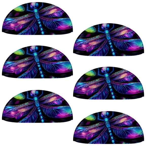 PhooArto 6 Pcs Cup Drawer Pulls, Dragonfly Neon Pattern Shell Shape Handles Cabinet Knobs for Dresser Cupboard Closet Wardrobe with Screws
