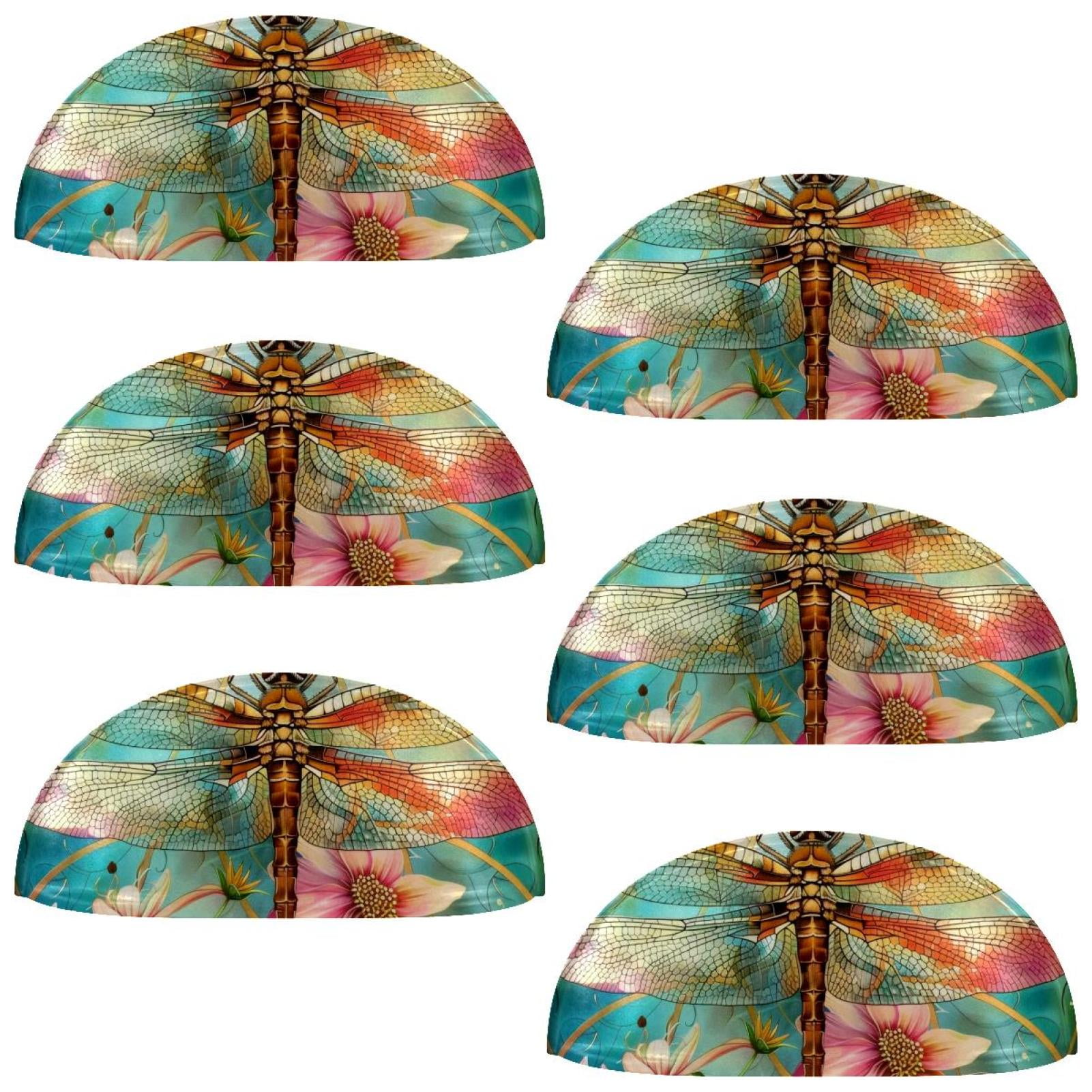 PhooArto 6 Pcs Cup Drawer Pulls, Dragonfly Pink Flowers Shell Shape Handles Cabinet Knobs for Dresser Cupboard Closet Wardrobe with Screws