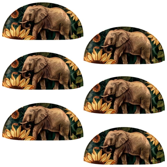 PhooArto 6 Pcs Cup Drawer Pulls, Elephants Sunflower Pattern Shell Shape Handles Cabinet Knobs for Dresser Cupboard Closet Wardrobe with Screws