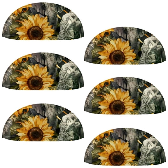 PhooArto 6 Pcs Cup Drawer Pulls, Elephants and Sunflower Pattern Shell Shape Handles Cabinet Knobs for Dresser Cupboard Closet Wardrobe with Screws