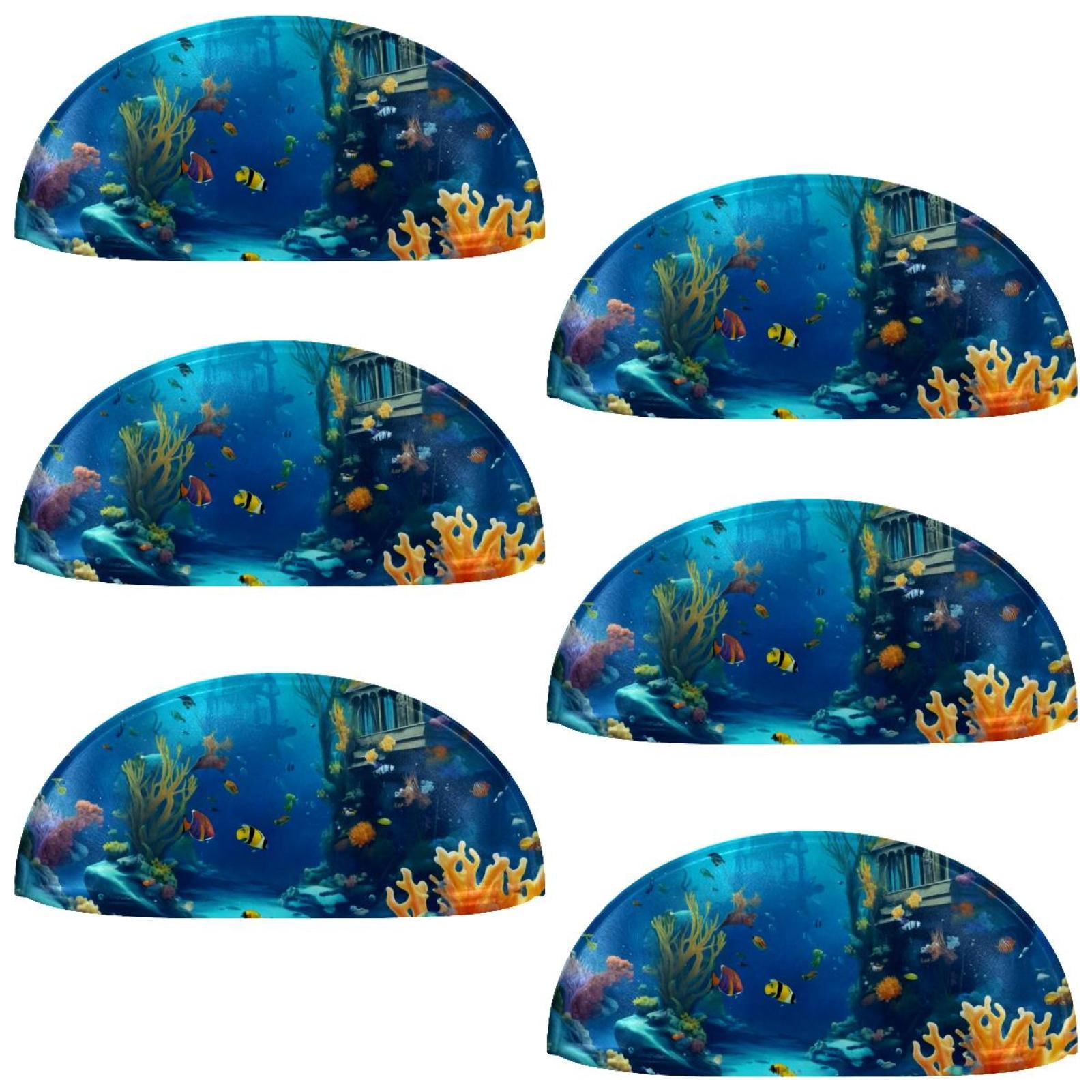 PhooArto 6 Pcs Cup Drawer Pulls, Fantastic Underwater World Fish Shell Shape Handles Cabinet Knobs for Dresser Cupboard Closet Wardrobe with Screws