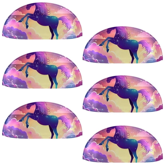 PhooArto 6 Pcs Cup Drawer Pulls, Fantasy Rainbow Stars Unicorn Shell Shape Handles Cabinet Knobs for Dresser Cupboard Closet Wardrobe with Screws