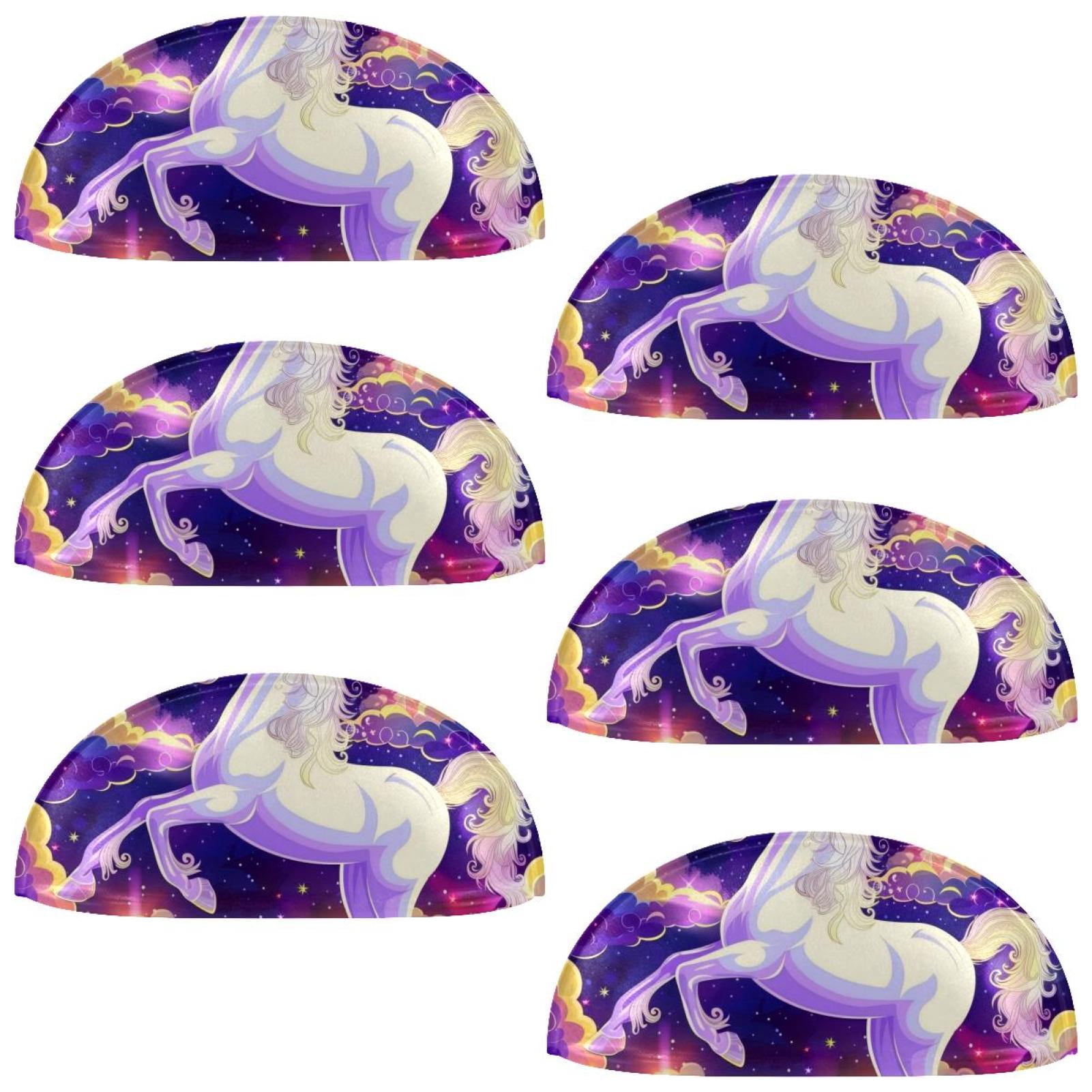 PhooArto 6 Pcs Cup Drawer Pulls, Fantasy Unicorn Stars Pattern Shell Shape Handles Cabinet Knobs for Dresser Cupboard Closet Wardrobe with Screws
