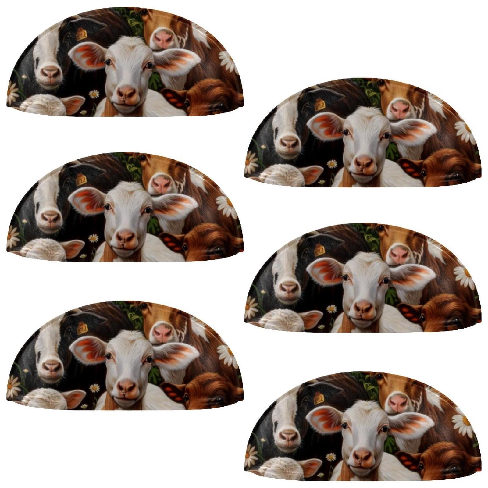 PhooArto 6 Pcs Cup Drawer Pulls, Farm Animals Daisy Flowers Shell Shape Handles Cabinet Knobs for Dresser Cupboard Closet Wardrobe with Screws