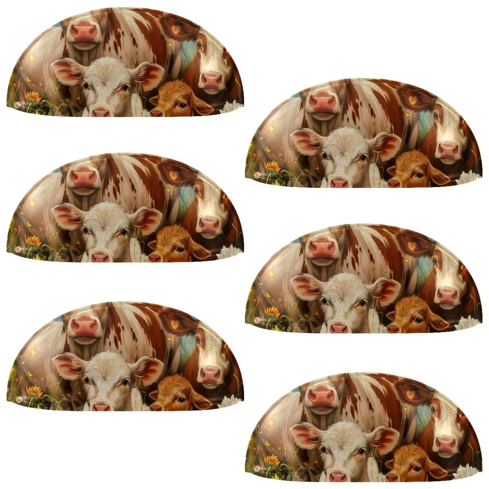 PhooArto 6 Pcs Cup Drawer Pulls, Farm Animals Daisy Flowers Shell Shape Handles Cabinet Knobs for Dresser Cupboard Closet Wardrobe with Screws
