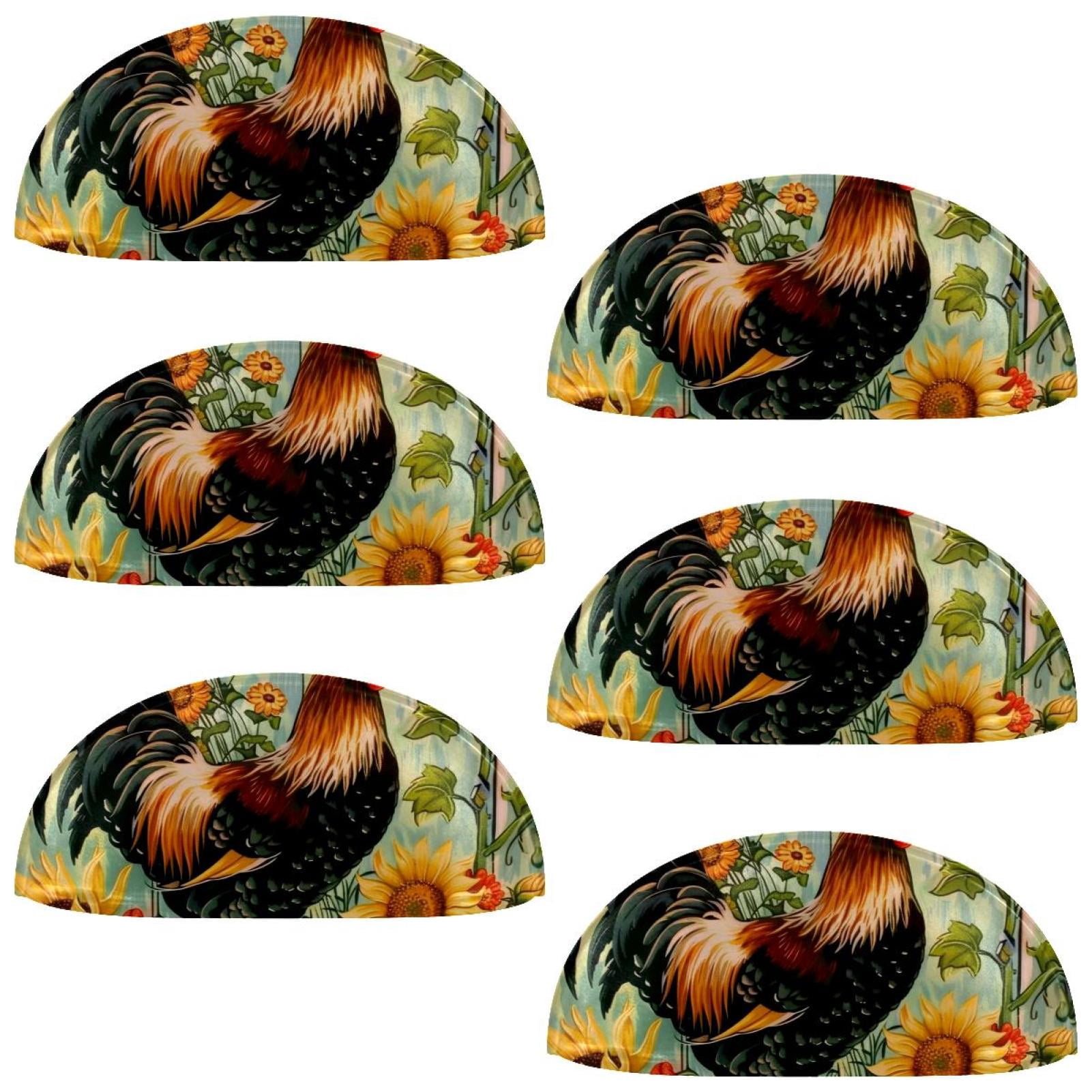 PhooArto 6 Pcs Cup Drawer Pulls, Farmhouse Sunflower Rooster Shell Shape Handles Cabinet Knobs for Dresser Cupboard Closet Wardrobe with Screws