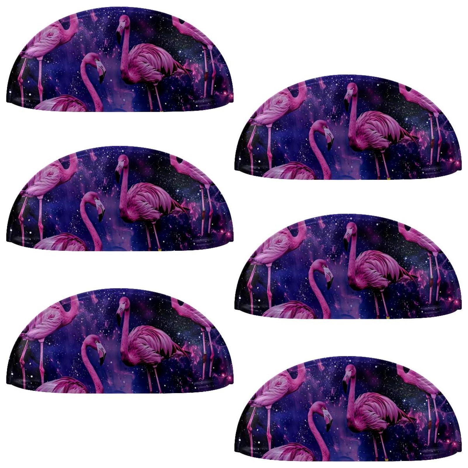 PhooArto 6 Pcs Cup Drawer Pulls, Flamingos Purple Galaxy Shell Shape Handles Cabinet Knobs for Dresser Cupboard Closet Wardrobe with Screws