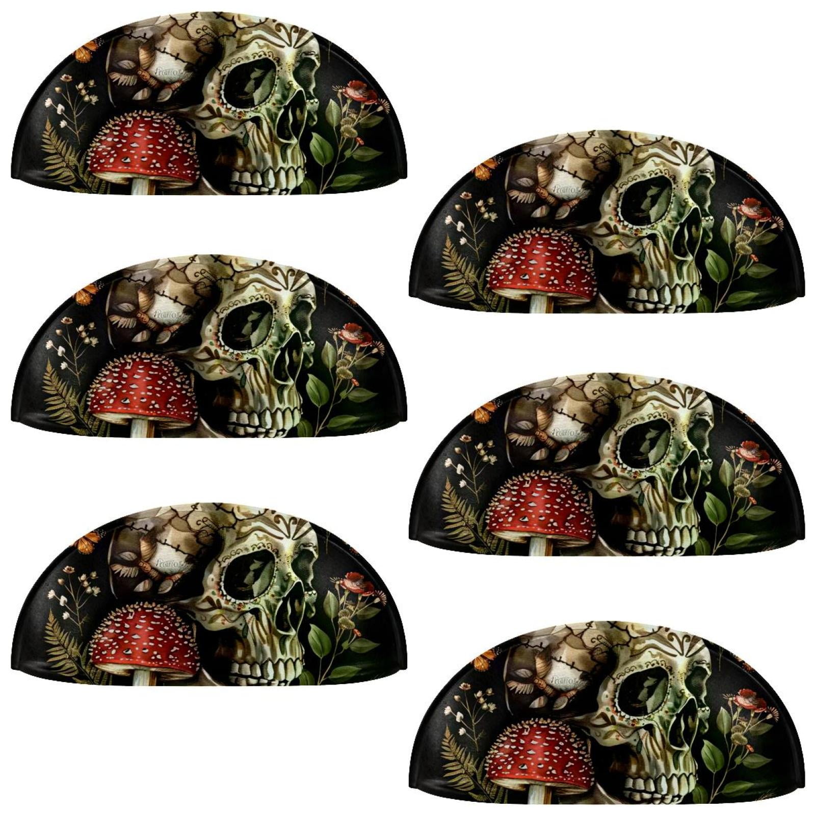 PhooArto 6 Pcs Cup Drawer Pulls, Floral Mushroom Skull Shell Shape Handles Cabinet Knobs for Dresser Cupboard Closet Wardrobe with Screws