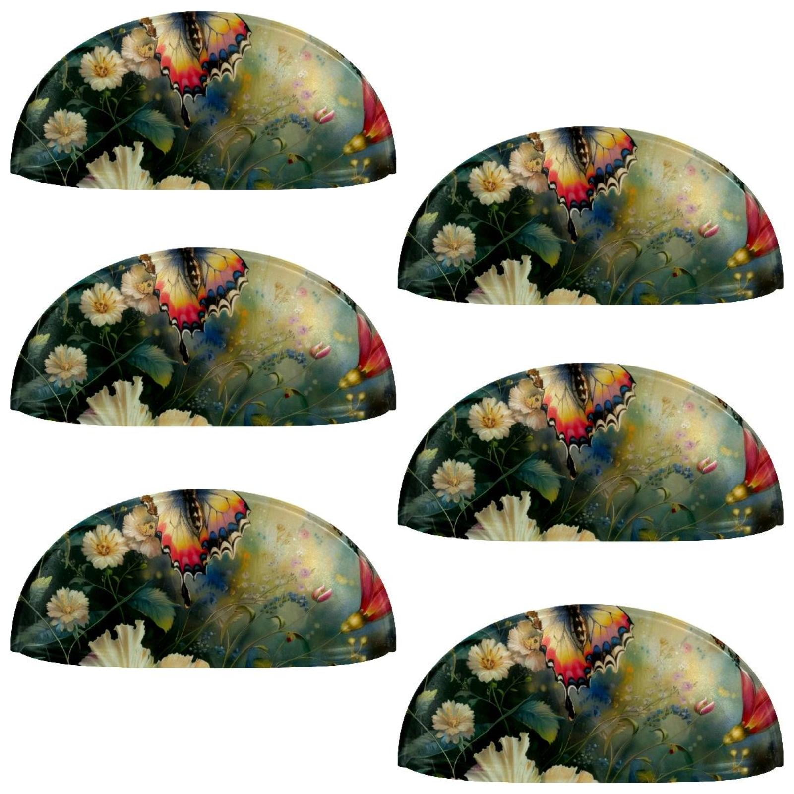 PhooArto 6 Pcs Cup Drawer Pulls, Flower Butterfly Shell Shape Handles Cabinet Knobs for Dresser Cupboard Closet Wardrobe with Screws