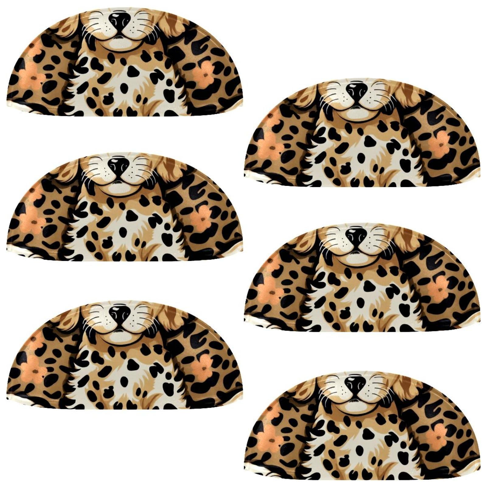 PhooArto 6 Pcs Cup Drawer Pulls, Flower Dog Leopard Pattern Shell Shape Handles Cabinet Knobs for Dresser Cupboard Closet Wardrobe with Screws
