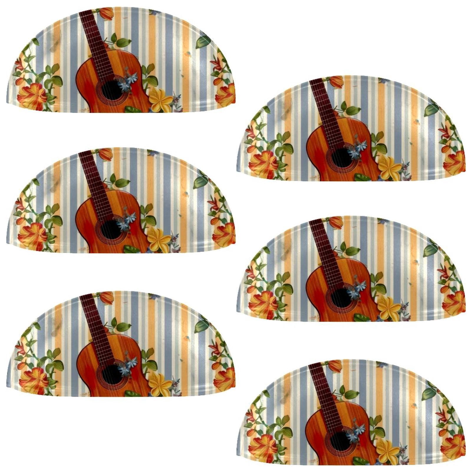 PhooArto 6 Pcs Cup Drawer Pulls, Flower Guitar Stripe Pattern Shell Shape Handles Cabinet Knobs for Dresser Cupboard Closet Wardrobe with Screws