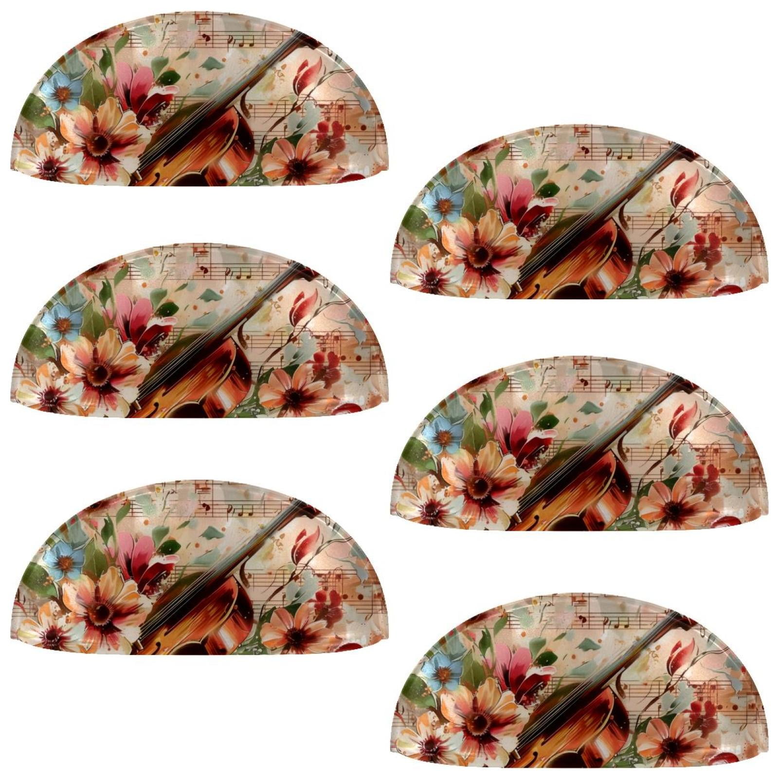 PhooArto 6 Pcs Cup Drawer Pulls, Flower Musical Melody Instruments Shell Shape Handles Cabinet Knobs for Dresser Cupboard Closet Wardrobe with Screws