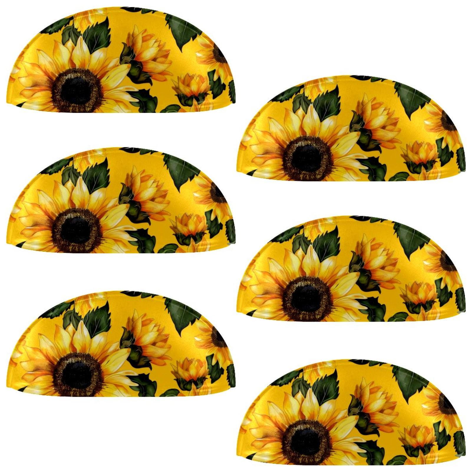 PhooArto 6 Pcs Cup Drawer Pulls, Flower Sunflower Pattern Shell Shape Handles Cabinet Knobs for Dresser Cupboard Closet Wardrobe with Screws