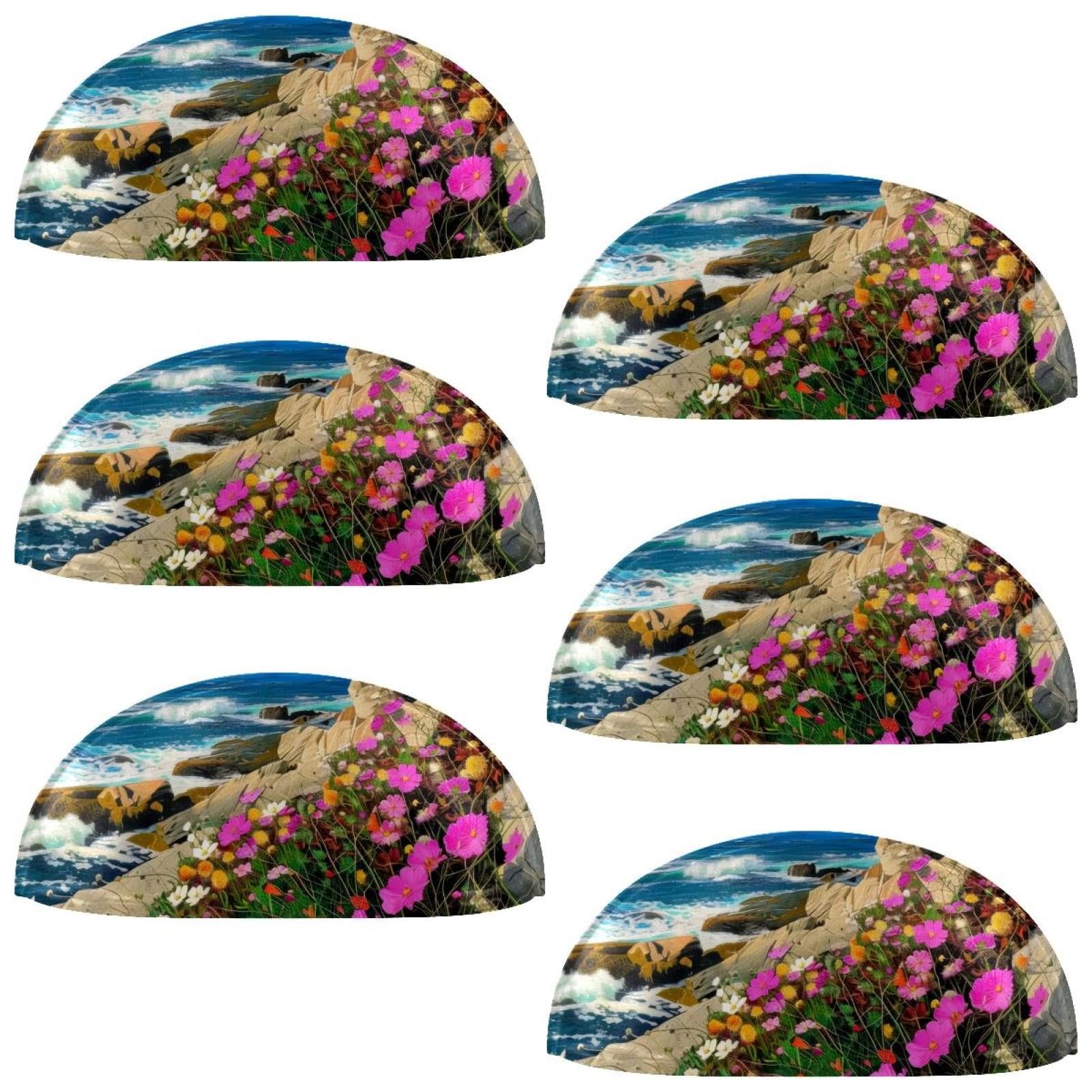 PhooArto 6 Pcs Cup Drawer Pulls, Flowers Coast Rocks Shell Shape Handles Cabinet Knobs for Dresser Cupboard Closet Wardrobe with Screws