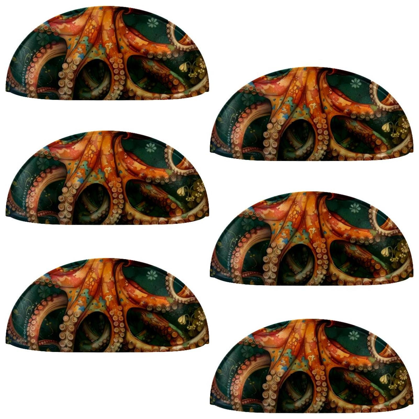 PhooArto 6 Pcs Cup Drawer Pulls, Flowers Octopus Pattern Shell Shape Handles Cabinet Knobs for Dresser Cupboard Closet Wardrobe with Screws