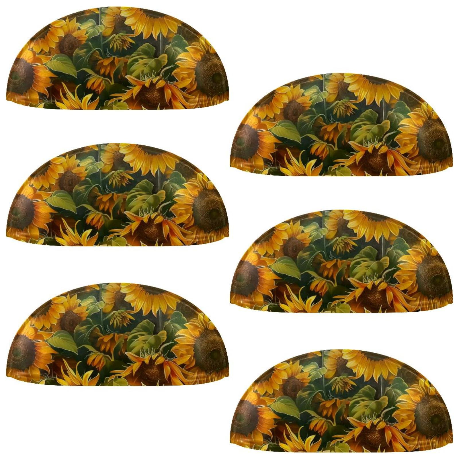 PhooArto 6 Pcs Cup Drawer Pulls, Flowers Sunflowers Art Pattern Shell Shape Handles Cabinet Knobs for Dresser Cupboard Closet Wardrobe with Screws