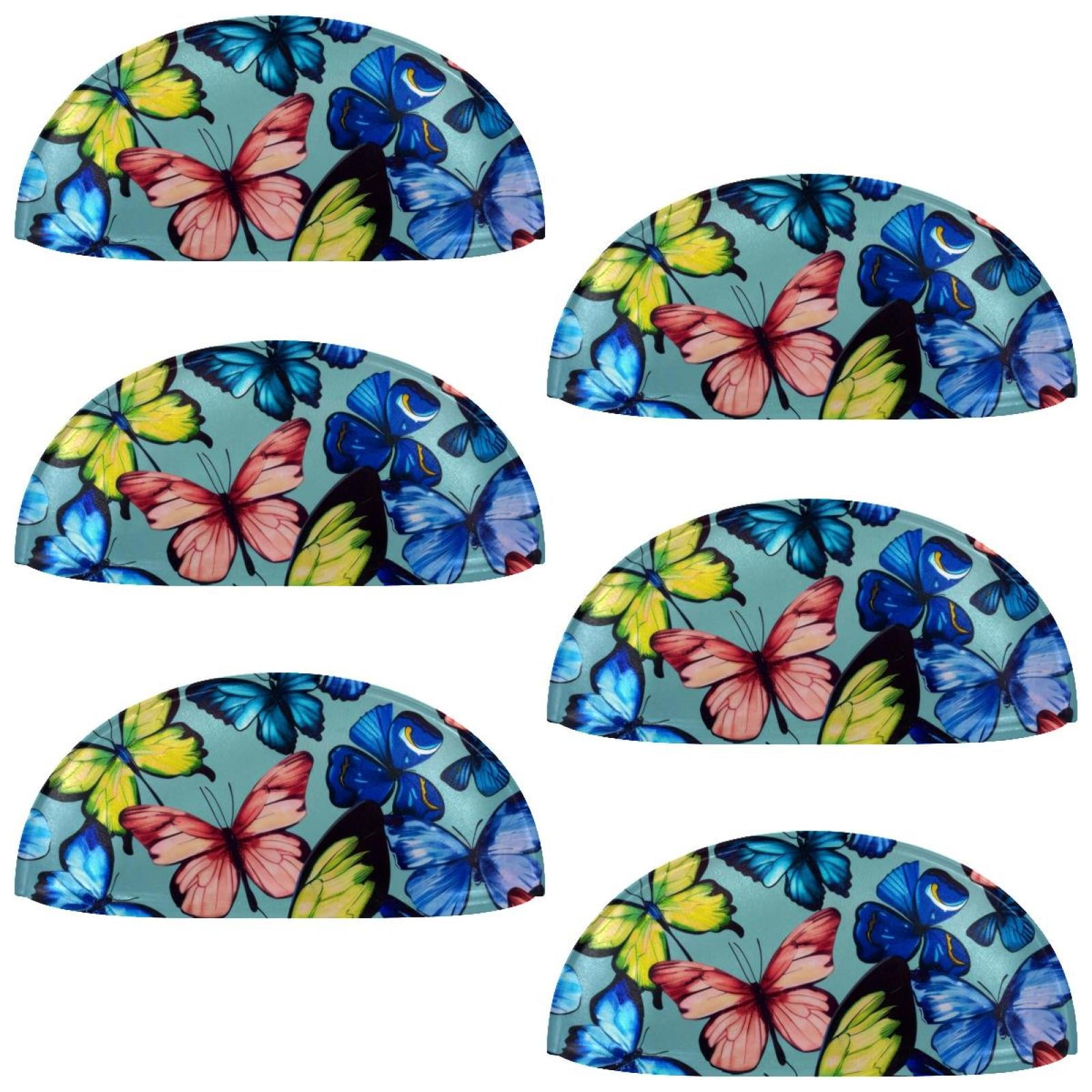 PhooArto 6 Pcs Cup Drawer Pulls, Flying Butterflies Pattern Shell Shape Handles Cabinet Knobs for Dresser Cupboard Closet Wardrobe with Screws