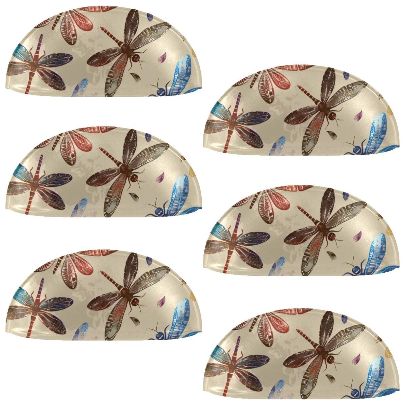 PhooArto 6 Pcs Cup Drawer Pulls, Flying Dragonfly Pattern Shell Shape Handles Cabinet Knobs for Dresser Cupboard Closet Wardrobe with Screws
