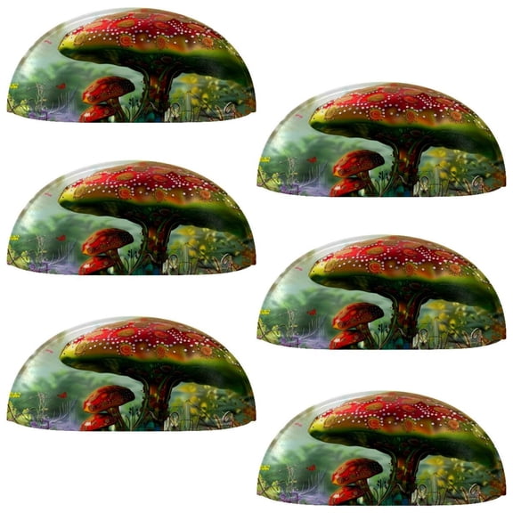PhooArto 6 Pcs Cup Drawer Pulls, Forest Rainbow Mushroom Painting Shell Shape Handles Cabinet Knobs for Dresser Cupboard Closet Wardrobe with Screws